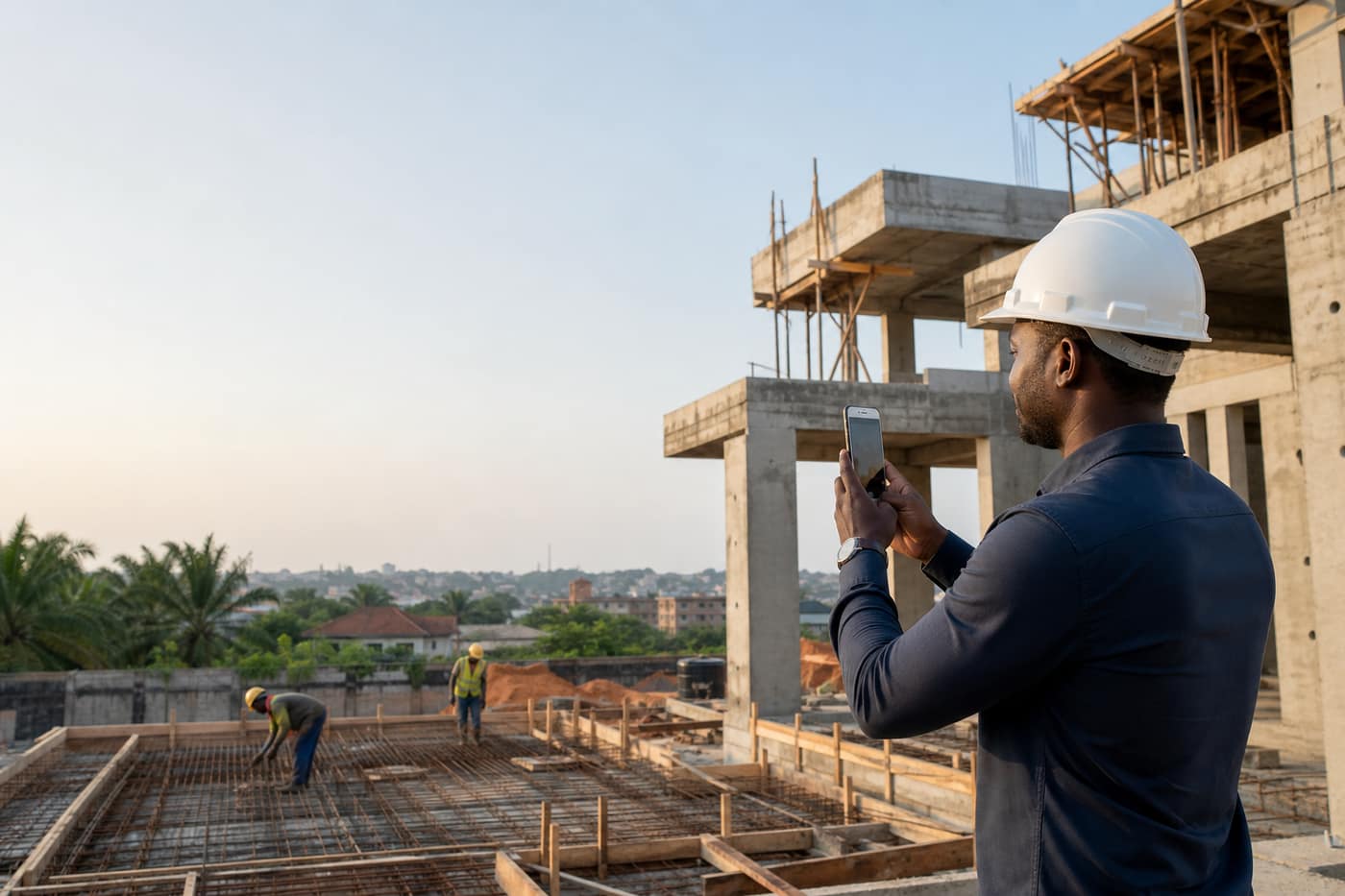 Professionnel documentant un chantier avec Sikabâti